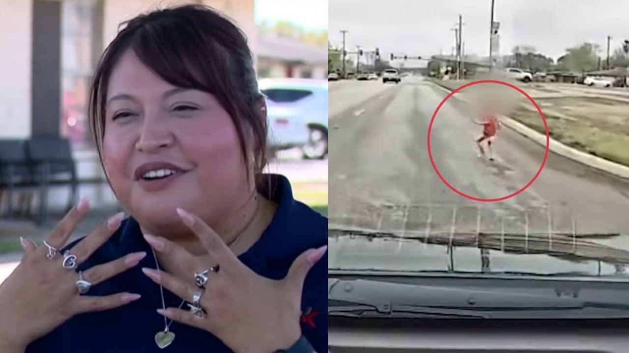 Motorista de aplicativo vê menino de camisa e fralda correr para uma avenida movimentada, freia a tempo, salta do carro, tira a criança do trânsito e chama a polícia enquanto a câmera do