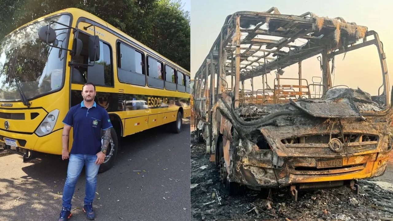 Motorista escolar há apenas dois meses viu fumaça sair do motor em Diamante do Norte, manteve a calma para não assustar crianças de 3 e 4 anos, tirou 13 alunos do ônibus antes das