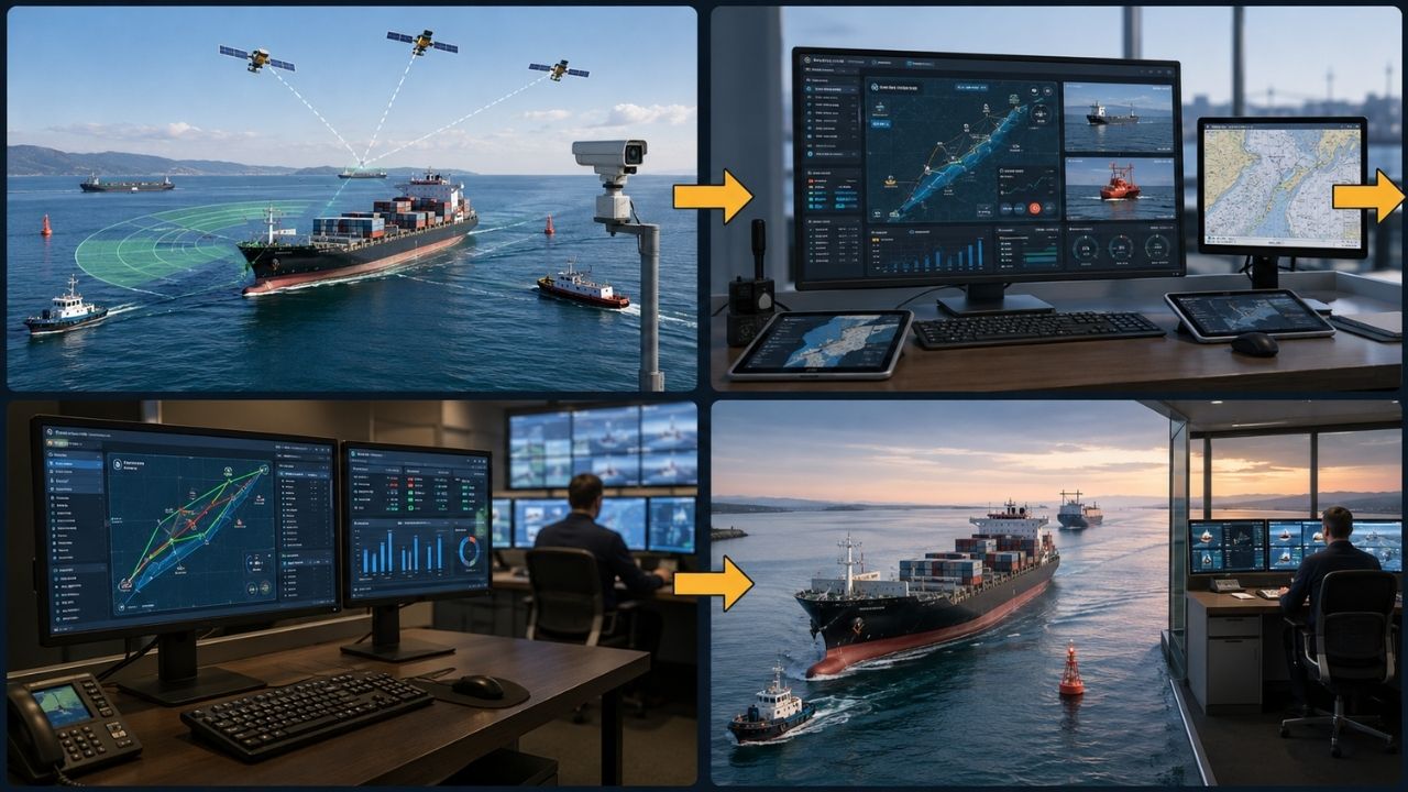 Navios autônomos usam inteligência artificial, radar, câmeras e AIS para navegar, calcular rotas e executar manobras com supervisão humana.
