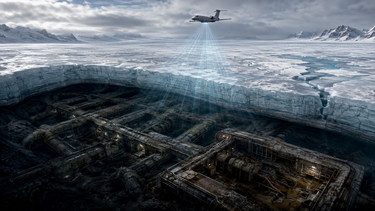 Radar da NASA revela cidade secreta da Guerra Fria enterrada sob 30 metros de gelo na Groenlândia, com 21 túneis e cerca de 3 quilômetros de corredores, enquanto o (3)