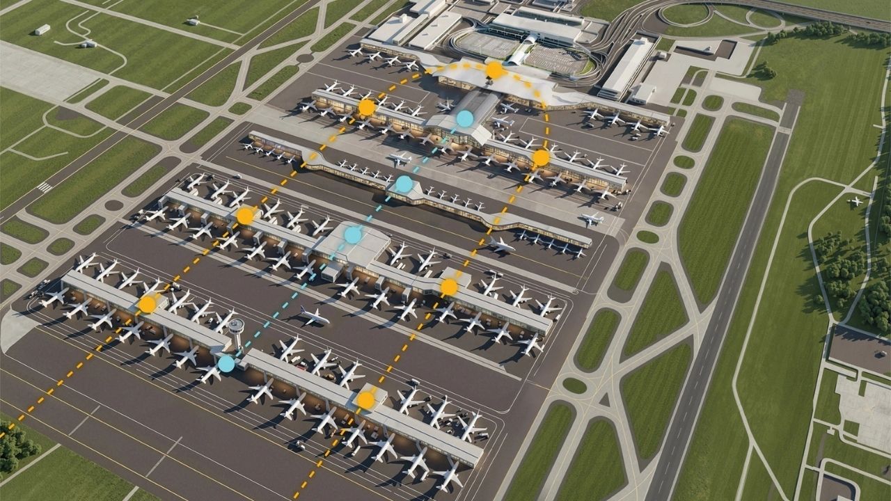 Aeroporto Dulles terá reforma de US$ 22 bilhões, 465 mil metros quadrados, 32 mil vagas e preservação do terminal histórico.