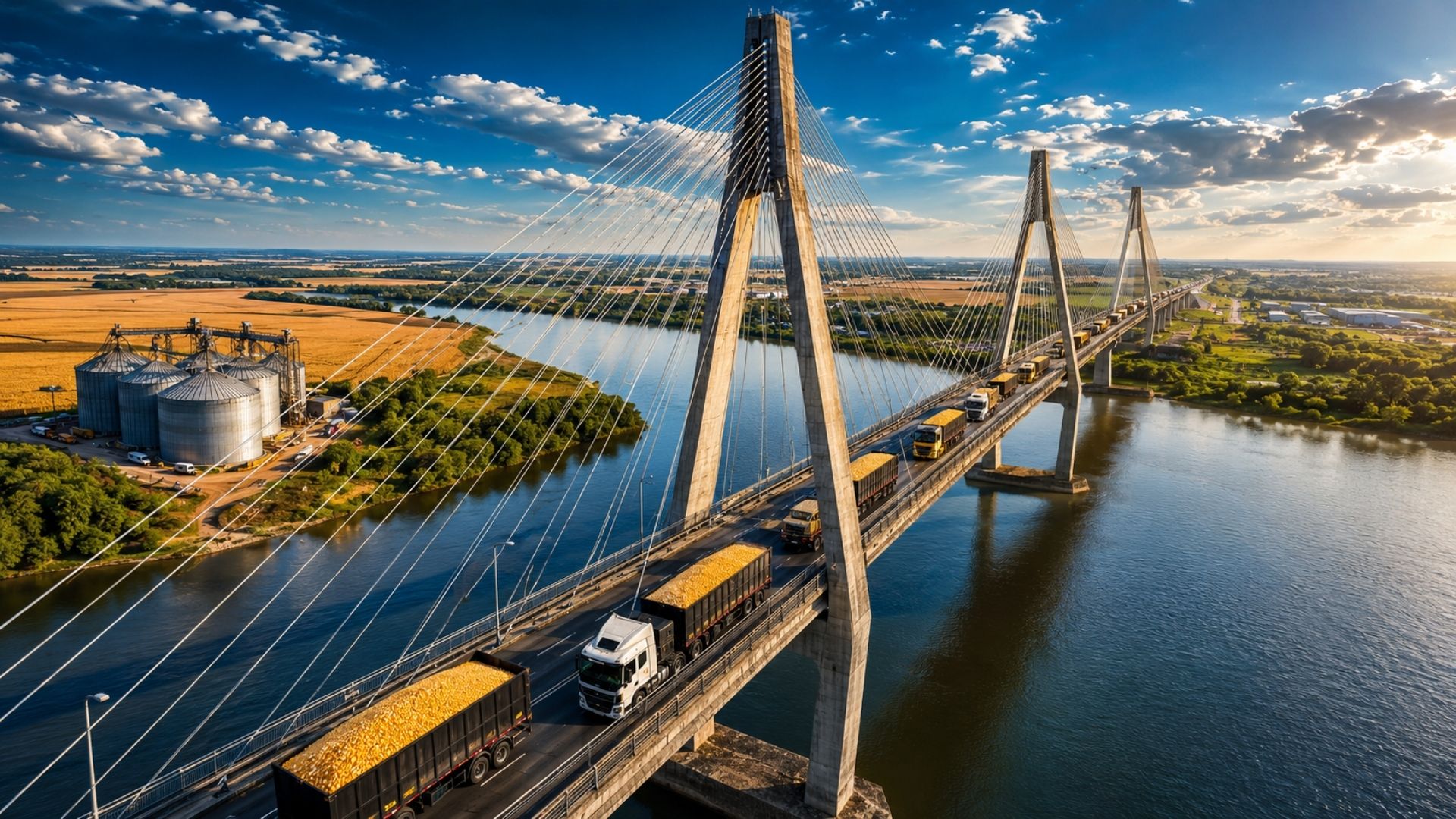 Ponte entre Paraguai e Argentina pode encurtar em 300 km o caminho do milho até Santa Catarina e criar a Rota do Milho; balsas começam em dezembro.