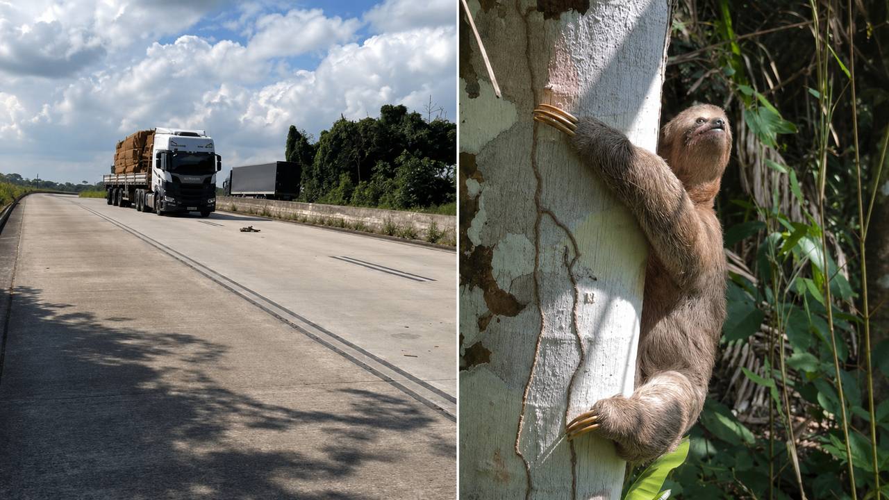 Biólogo George Xavier retira bicho-preguiça da BR-101 em Alagoas