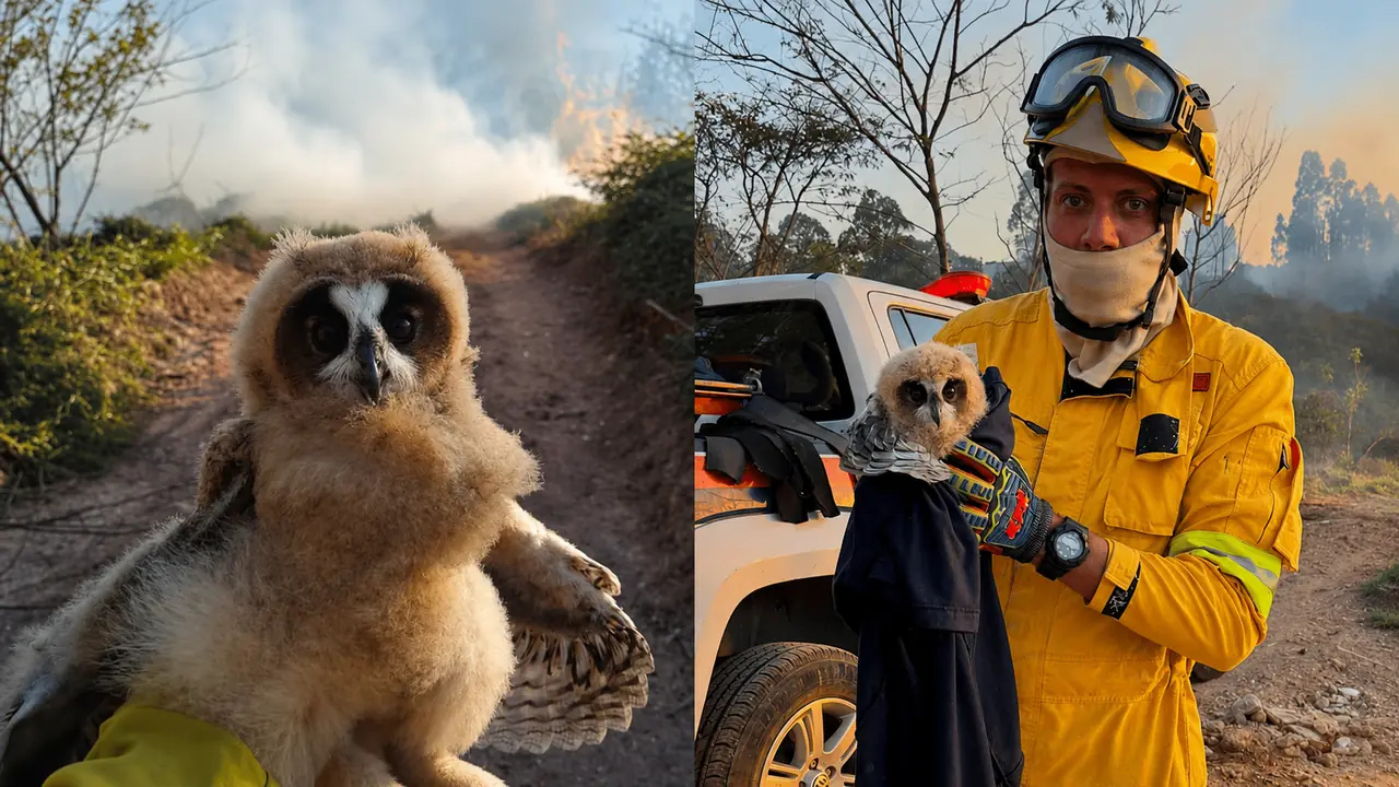 Filhotes de coruja-orelhuda resgatados durante incêndio entre Jundiaí e Várzea Paulista