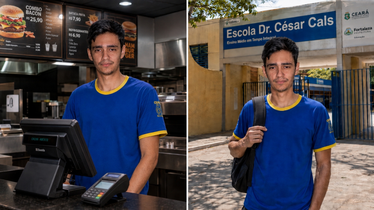 Marcos Antônio trabalhou até 4h30 durante o ensino médio, fez o Enem em 2023 e conquistou duas aprovações no ensino superior.