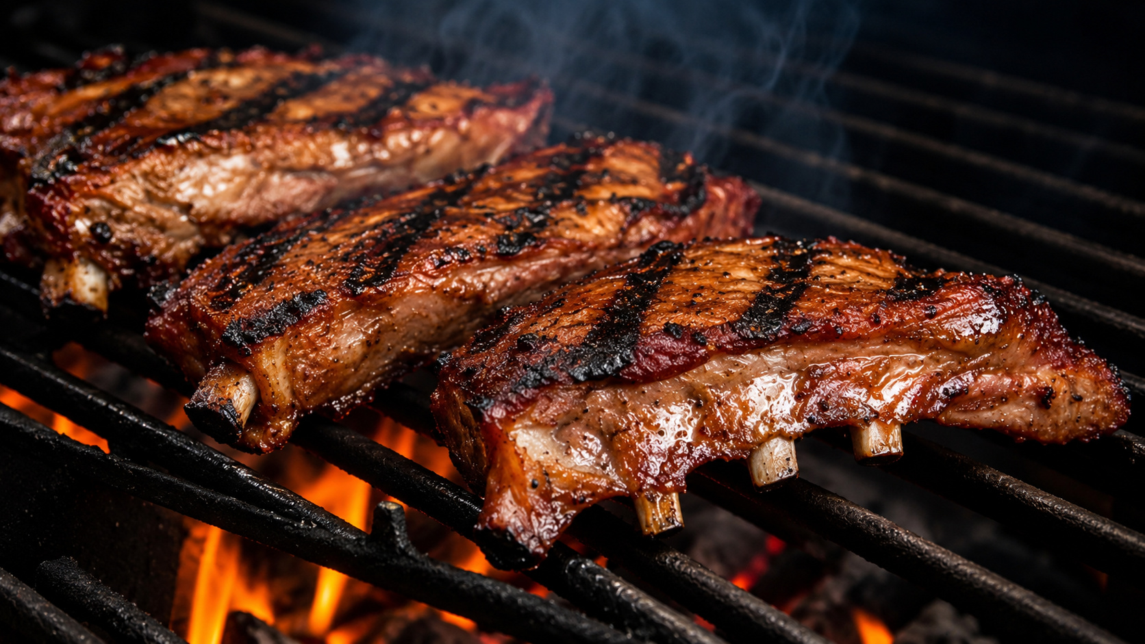 Carne assando na churrasqueira representa o sebo bovino usado para produzir biodiesel B100 destinado a caminhões pesados.