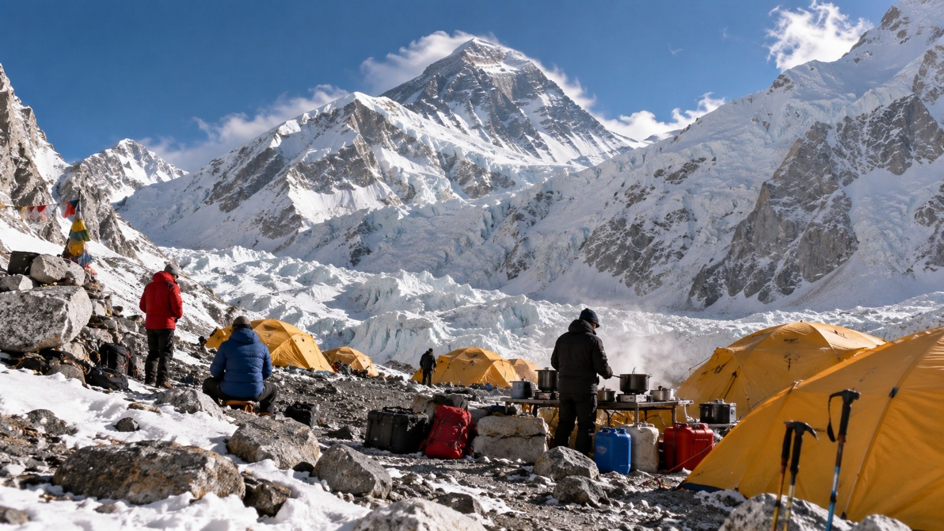 Estudo calcula que atividades humanas no Acampamento Base do Everest liberaram calor suficiente para derreter cerca de 2.492 toneladas de gelo e neve em 2023, enqu