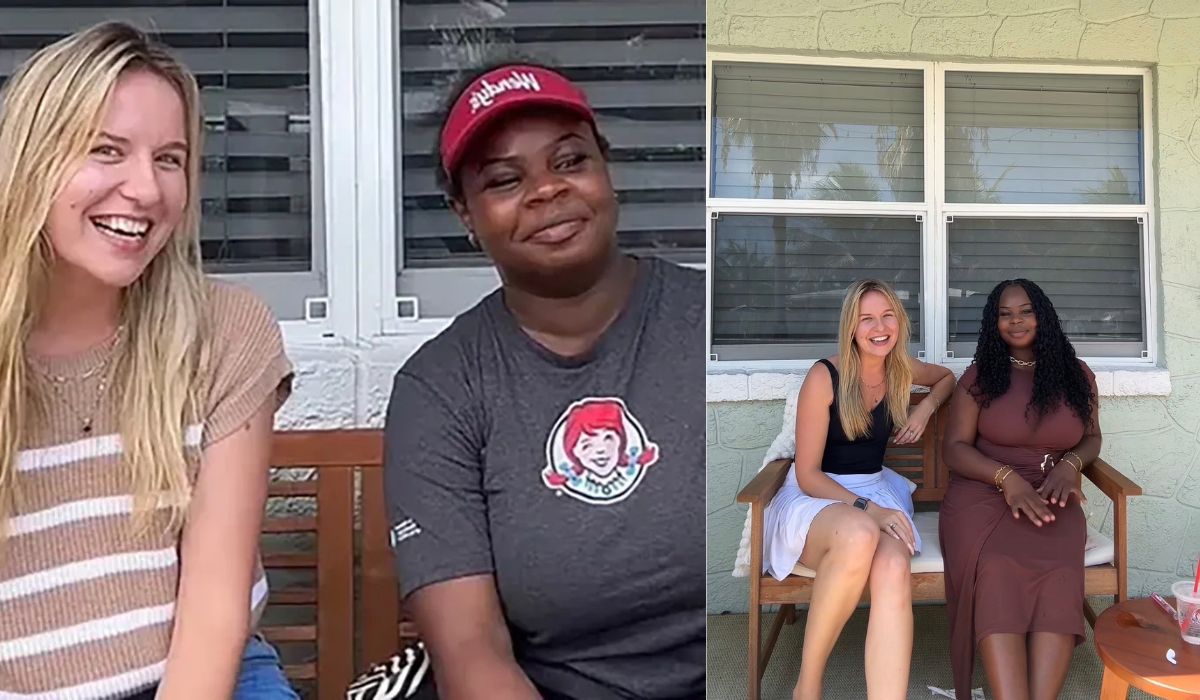 Funcionária da Wendy’s pede para almoçar na varanda de uma desconhecida, ganha uma amiga e vê campanha superar US$ 17 mil na Flórida. - Crédito: Montagem/WPTV/GoFundMe