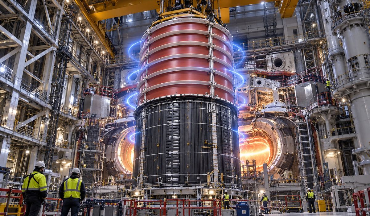 O maior ímã do ITER, forte o bastante para erguer um porta-aviões, será peça-chave em testes de fusão nuclear para a energia do futuro. - Imagem: Ilustrativa
