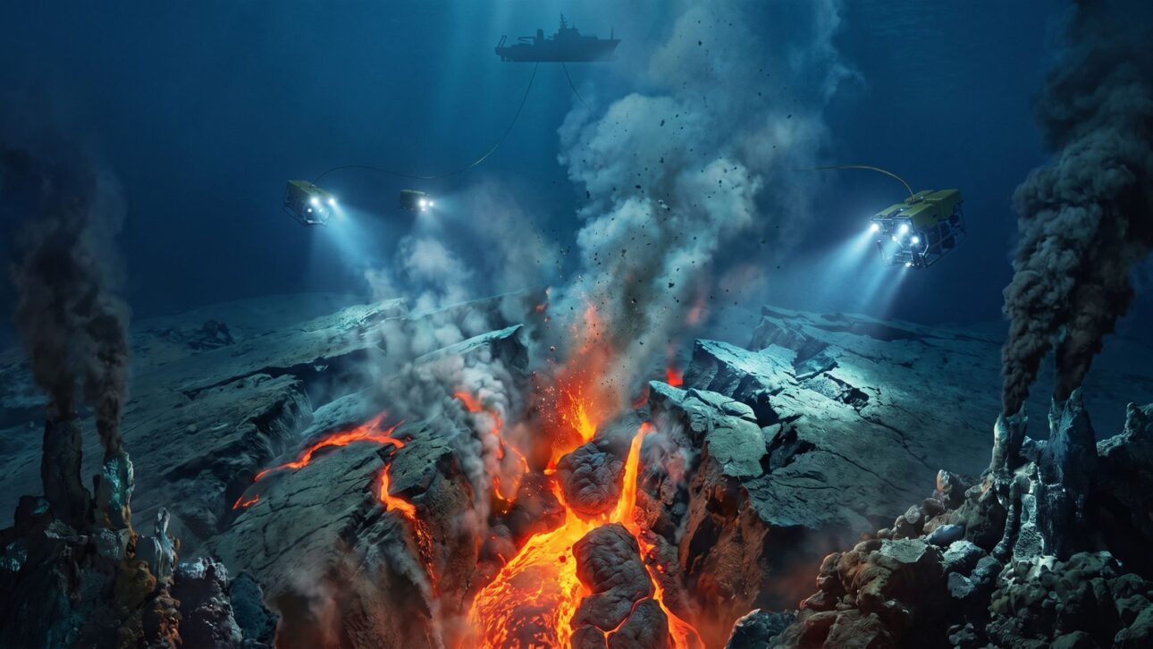 Cientistas registram pela primeira vez uma dorsal oceânica se rompendo em tempo real, com 4,2 m de afundamento e 160 milhões de m³ de lava.
