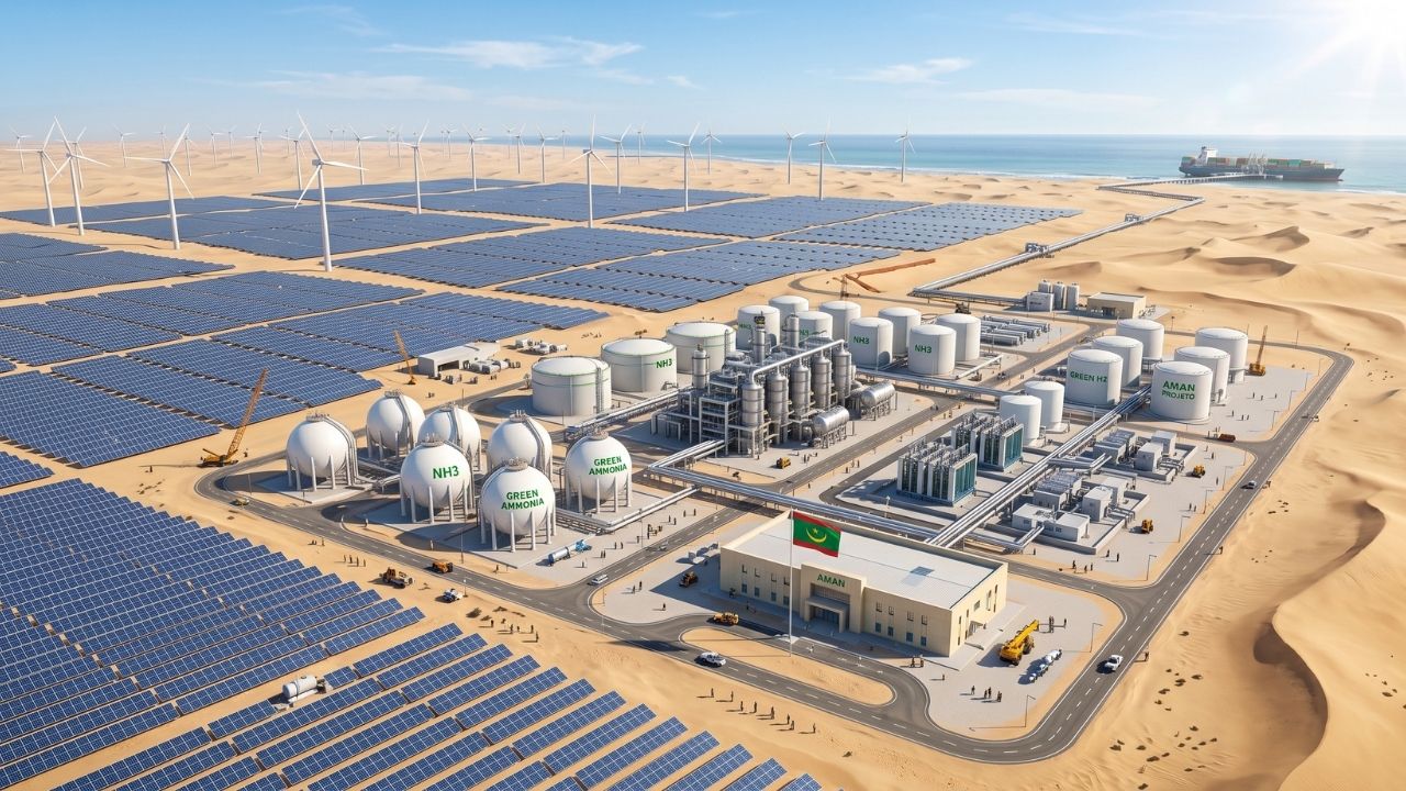 Projeto Aman avança na Mauritânia com até 30 GW de renováveis e mira 6,6 milhões de toneladas anuais de amônia verde.