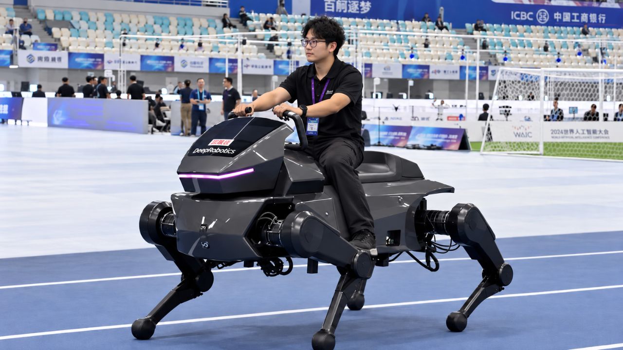 O robô Qiji X1 foi apresentado na China com 320 kg, capacidade para transportar 300 kg, autonomia de 40 km e estrutura voltada a terrenos acidentados.