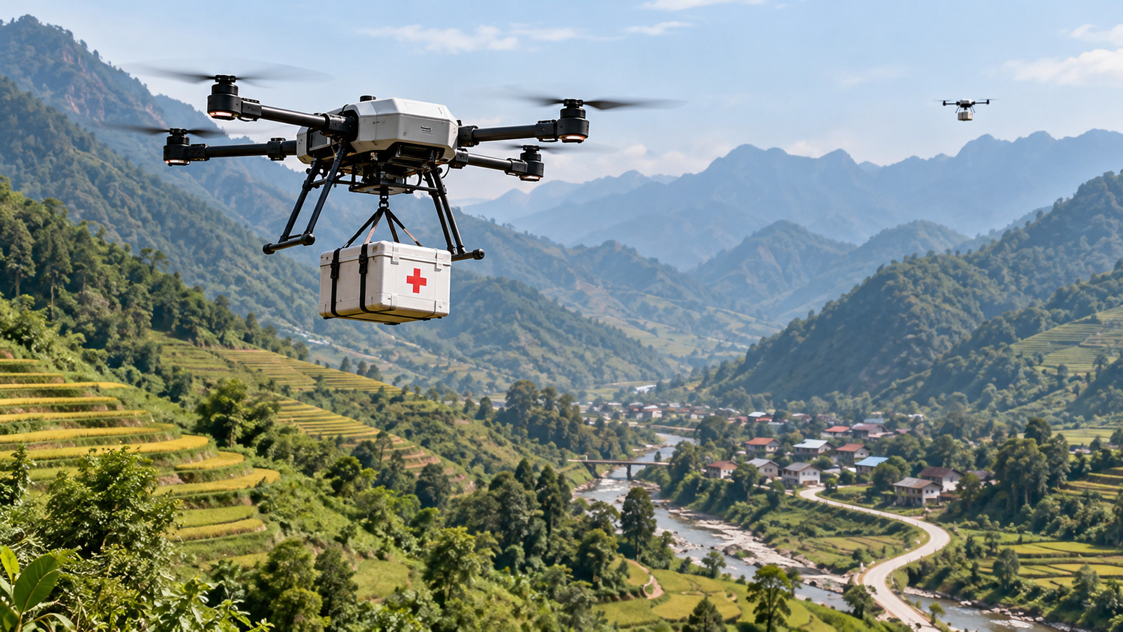 Sem depender de caminhões e estradas, Vietnã testa drones para entregar medicamentos e alimentos e planeja realizar 6 mil voos até maio de 2027