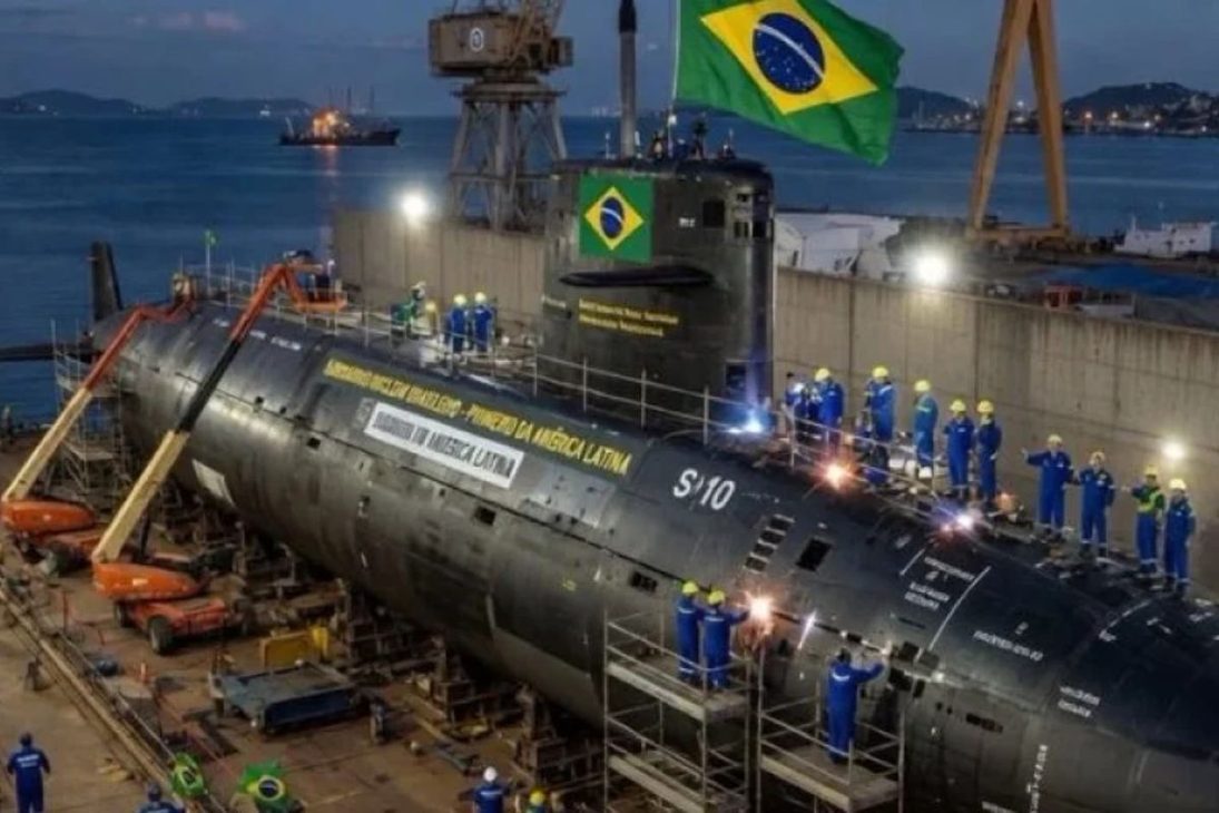 Álvaro Alberto, submarino de propulsão nuclear da Marinha do Brasil, tem lançamento estimado para 2037; base em Itaguaí fará a troca de combustível nuclear.