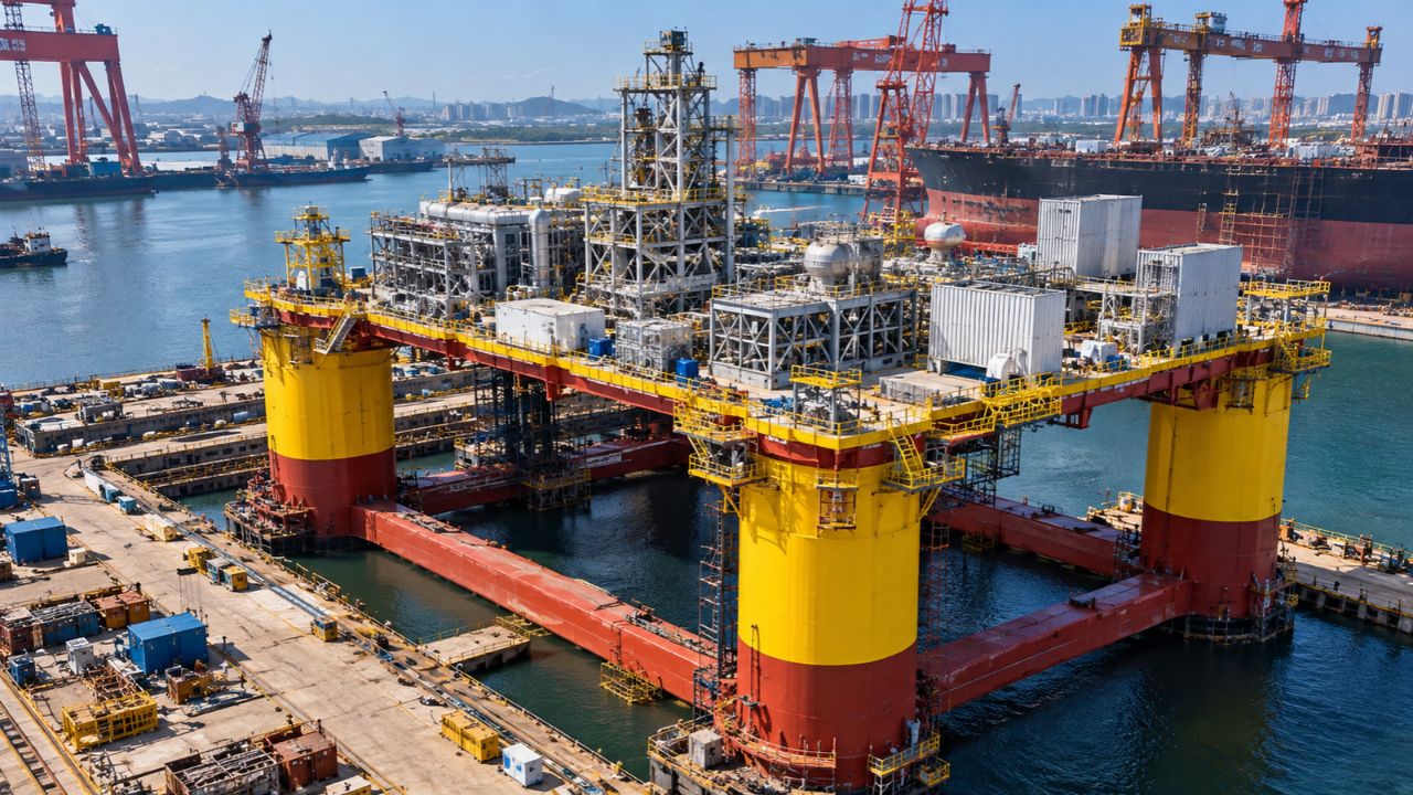 China lança primeira plataforma semissubmersível do mundo para produzir hidrogênio com energia eólica no mar (2)