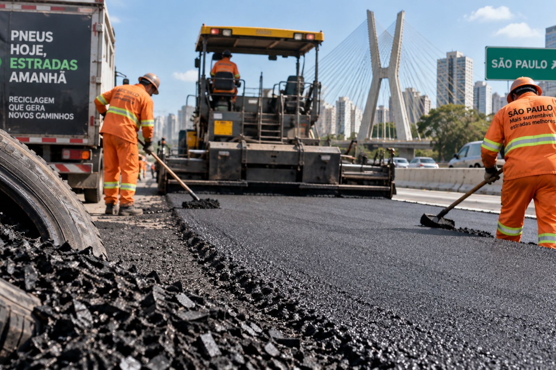 Veja como São Paulo usa pneus no asfalto das estradas e quais cuidados ligam reciclagem, aplicação e expectativa de menor manutenção.