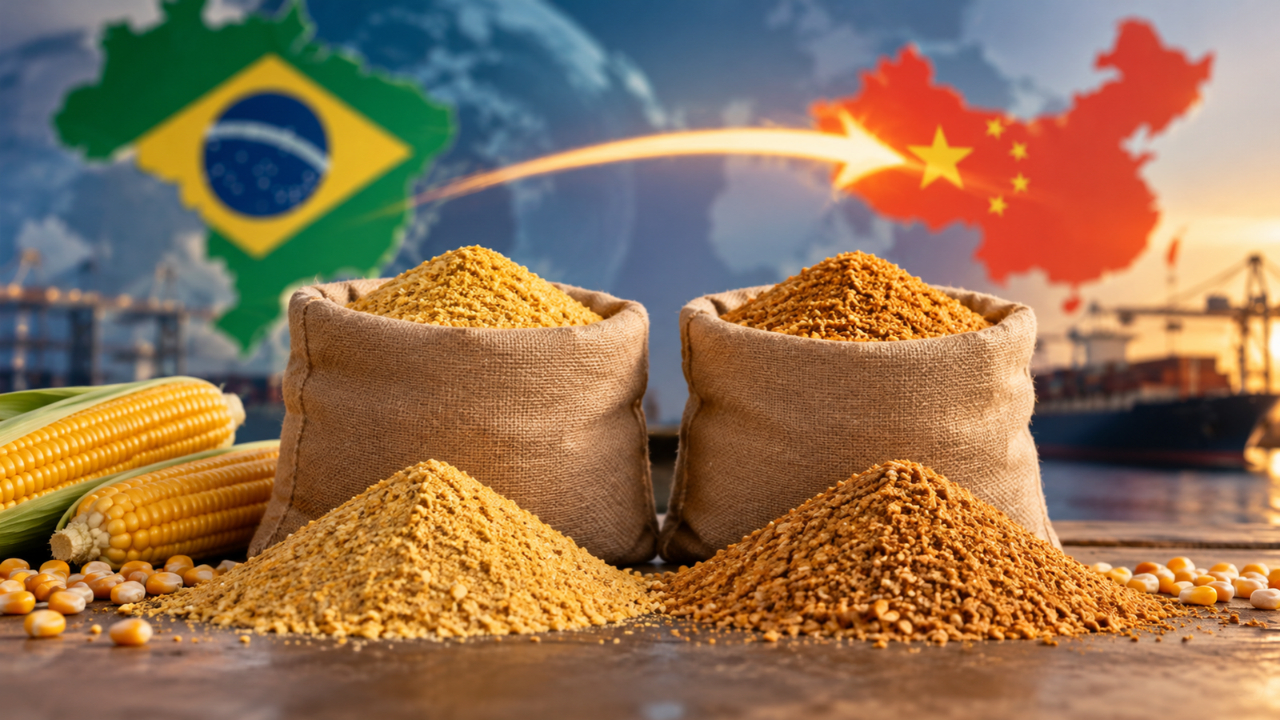 Exportações brasileiras de DDG/DDGS cresceram 38,6% até setembro de 2026, alcançando 895,4 mil toneladas, com a China respondendo por 53,6% do volume.